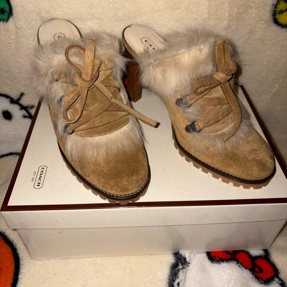NIB Vintage COACH Kristy Suede High Heel Mules Women's Size 6.5